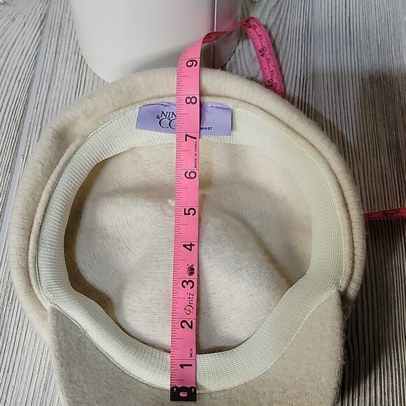 Nine & Co. Ivory Wool Blend Newsboy Cap with Floral Sequin Detail - Picture 9 of 10